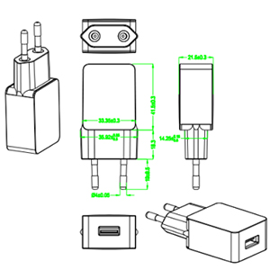 10W 5V 2A US EU CN Plug USB Wall Charger